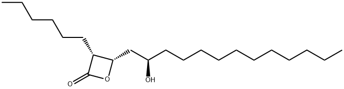 2-Oxetanone, 3-hexyl-4-[(2R)-2-hydroxytridecyl]-, (3R,4S)- Struktur