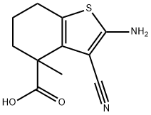 Benzo[b]thiophene-4-carboxylic acid, 2-amino-3-cyano-4,5,6,7-tetrahydro-4-methyl- Struktur