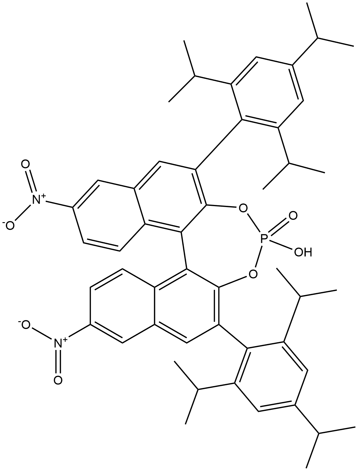 Dinaphtho[2,1-d:1',2'-f][1,3,2]dioxaphosphepin, 4-hydroxy-9,14-dinitro-2,6-bis[2,4,6-tris(1-methylethyl)phenyl]-, 4-oxide, (11bR)- Struktur