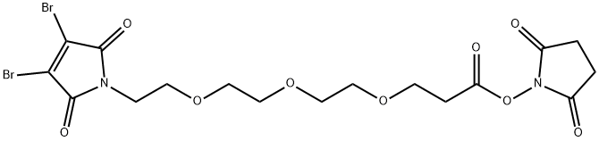 Propanoic acid, 3-[2-[2-[2-(3,4-dibromo-2,5-dihydro-2,5-dioxo-1H-pyrrol-1-yl)ethoxy]ethoxy]ethoxy]-, 2,5-dioxo-1-pyrrolidinyl ester Struktur