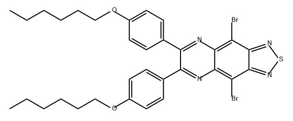 [1,2,5]Thiadiazolo[3,4-g]quinoxaline, 4,9-dibromo-6,7-bis[4-(hexyloxy)phenyl]- Struktur