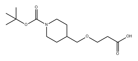 1-Piperidinecarboxylic acid, 4-[(2-carboxyethoxy)methyl]-, 1-(1,1-dimethylethyl) ester Struktur