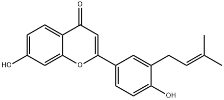 4H-1-Benzopyran-4-one, 7-hydroxy-2-[4-hydroxy-3-(3-methyl-2-buten-1-yl)phenyl]- Struktur