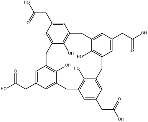 25,26,27,28-Tetrahydroxypentacyclo[19.3.1.13,7.19,13.115,19]octacosa-1(25),3,5,7(28),9,11,13(27),15,17,19(26),21,23-dodecaene-5,11,17,23-tetraacetic acid Struktur