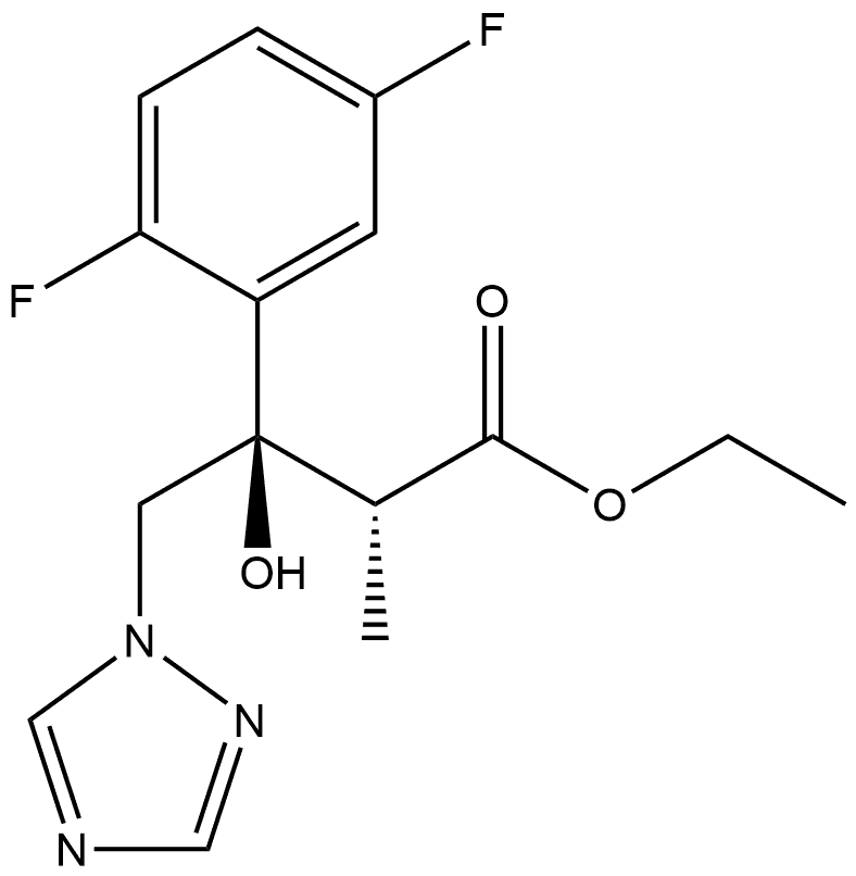 rel-Ethyl (αR,βR)-β-(2,5-difluorophenyl)-β-hydroxy-α-methyl-1H-1,2,4-triazole-1-butanoate Struktur