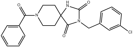 1,3,8-Triazaspiro[4.5]decane-2,4-dione, 8-benzoyl-3-[(3-chlorophenyl)methyl]- Struktur