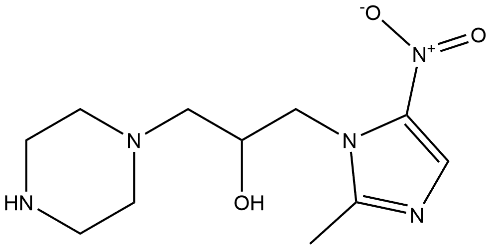 α-[(2-Methyl-5-nitro-1H-imidazol-1-yl)methyl]-1-piperazineethanol Struktur