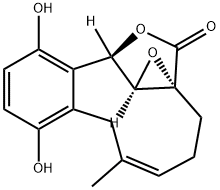 2H-11,1a-(Epoxymethano)benzo[4,5]cyclodec[1,2-b]oxiren-13-one, 3,6,11,11a-tetrahydro-7,10-dihydroxy-5-methyl-, (1aR,4Z,11R,11aR)- Struktur