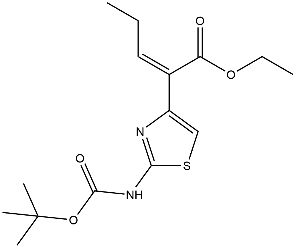 4-Thiazoleacetic acid, 2-[[(1,1-dimethylethoxy)carbonyl]amino]-α-propylidene-, ethyl ester, (Z)- Struktur