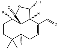 1H-Naphtho[1,8a-c]furan-4-carboxaldehyde, 3,3a,6,6a,7,8,9,10-octahydro-3,10-dihydroxy-7,7-dimethyl-1-oxo-, (3S,3aS,6aS,10S,10aR)- Struktur