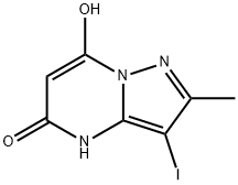 7-Hydroxy-3-iodo-2-methyl-4H-pyrazolo[1,5-a]pyrimidin-5-one Struktur