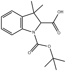 1H-Indole-1,2-dicarboxylic acid, 2,3-dihydro-3,3-dimethyl-, 1-(1,1-dimethylethyl) ester Struktur