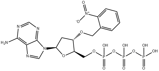 Adenosine 5'-(tetrahydrogen triphosphate), 2'-deoxy-3'-O-[(2-nitrophenyl)methyl]- Struktur