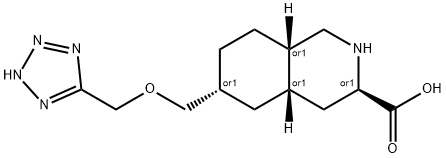 3-Isoquinolinecarboxylic acid, decahydro-6-[(2H-tetrazol-5-ylmethoxy)methyl]-, (3R,4aS,6R,8aS)-rel- Struktur