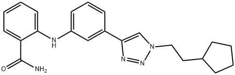 Benzamide, 2-[[3-[1-(2-cyclopentylethyl)-1H-1,2,3-triazol-4-yl]phenyl]amino]- Struktur