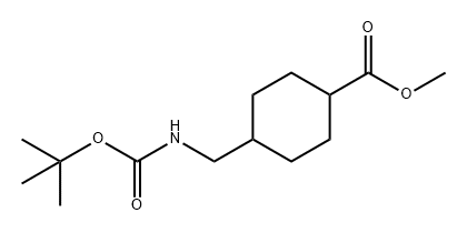 Cyclohexanecarboxylic acid, 4-[[[(1,1-dimethylethoxy)carbonyl]amino]methyl]-, methyl ester Struktur