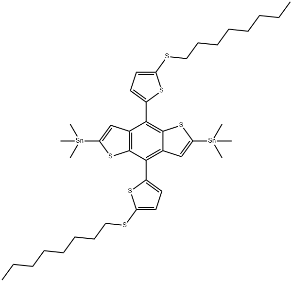 2,6-bis(triMethyltin)-(4,8-bis(5-(octylthio)thiophen-2-yl)benzo[1,2-b:4,5-b']dithiophene) Struktur