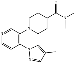 4-Piperidinecarboxamide, N,N-dimethyl-1-[4-(4-methyl-1H-pyrazol-1-yl)-3-pyridinyl]- Struktur