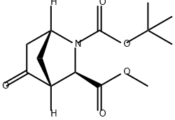 2-Azabicyclo[2.2.1]heptane-2,3-dicarboxylic acid, 5-oxo-, 2-(1,1-dimethylethyl) 3-methyl ester, (1R,3R,4R)- Struktur