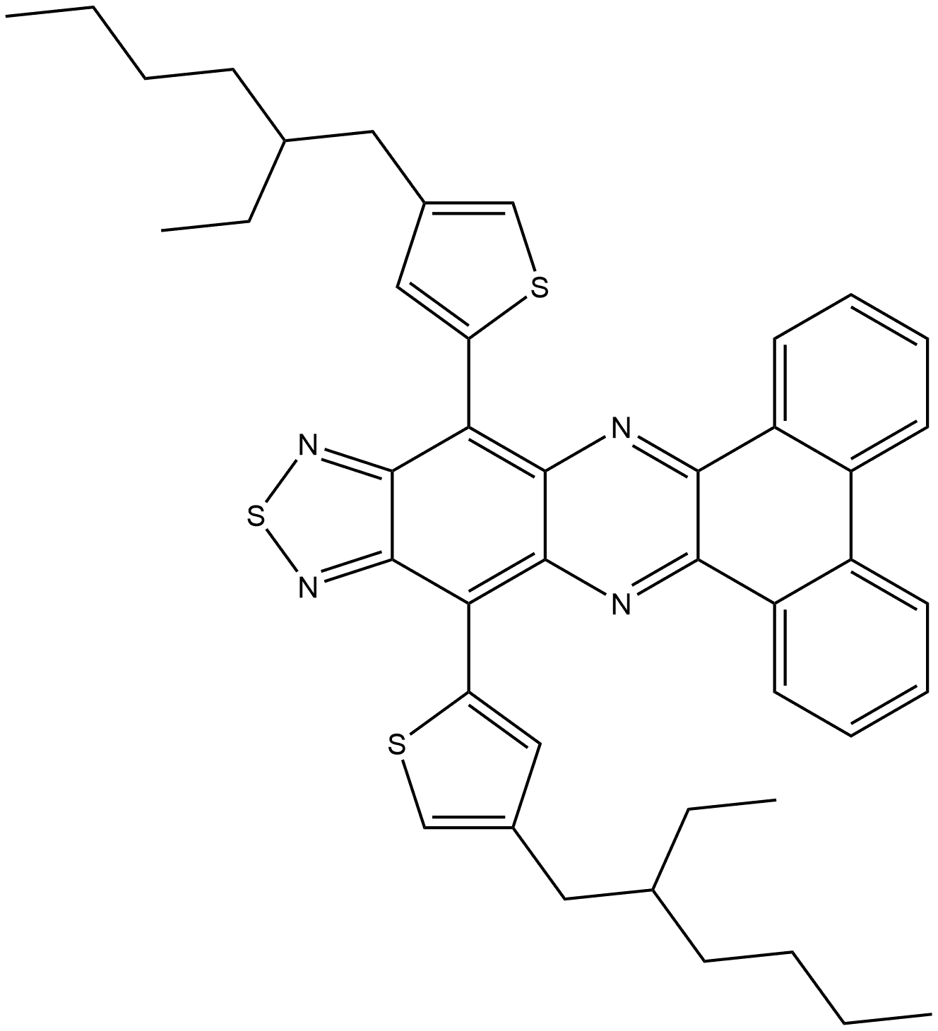 10,14-Bis[4-(2-ethylhexyl)-2-thienyl]dibenzo[a,c][1,2,5]thiadiazolo[3,4-i]phenazine Struktur