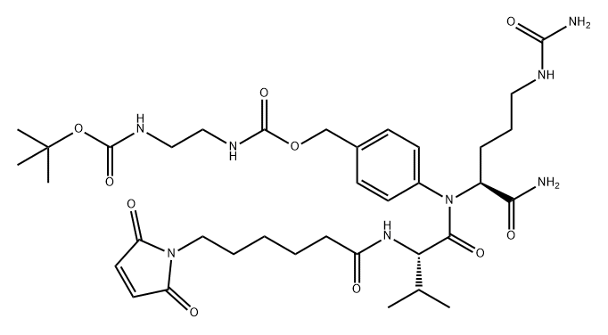 L-Ornithinamide, N-[6-(2,5-dihydro-2,5-dioxo-1H-pyrrol-1-yl)-1-oxohexyl]-L-valyl-N5-(aminocarbonyl)-N-[4-(10,10-dimethyl-3,8-dioxo-2,9-dioxa-4,7-diazaundec-1-yl)phenyl]- Struktur