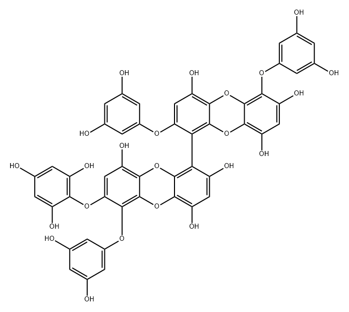 [1,1'-Bidibenzo[b,e][1,4]dioxin]-2,4,4',7',9,9'-hexol, 2',6,6'-tris(3,5-dihydroxyphenoxy)-7-(2,4,6-trihydroxyphenoxy)- Struktur