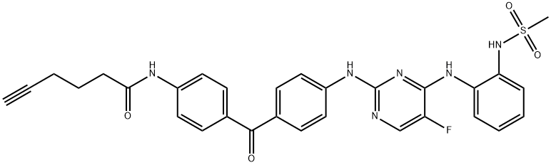 5-Hexynamide, N-[4-[4-[[5-fluoro-4-[[2-[(methylsulfonyl)amino]phenyl]amino]-2-pyrimidinyl]amino]benzoyl]phenyl]- Struktur