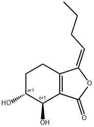 1(3H)-Isobenzofuranone, 3-butylidene-4,5,6,7-tetrahydro-6,7-dihydroxy-, (3E,6R,7R)-rel- Struktur