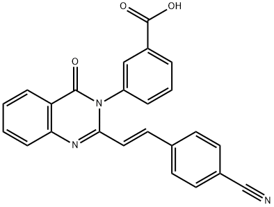 (E)-3-(2-(4-Cyanostyryl)-4-oxoquinazolin-3(4H)-yl)benzoic acid Struktur