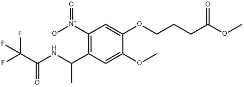 Butanoic acid, 4-[2-methoxy-5-nitro-4-[1-[(2,2,2-trifluoroacetyl)amino]ethyl]phenoxy]-, methyl ester Struktur