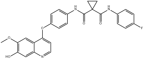 1,1-Cyclopropanedicarboxamide, N-(4-fluorophenyl)-N'-[4-[(7-hydroxy-6-methoxy-4-quinolinyl)oxy]phenyl]- Struktur