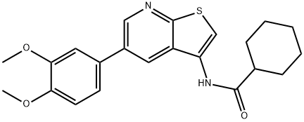 Cyclohexanecarboxamide, N-[5-(3,4-dimethoxyphenyl)thieno[2,3-b]pyridin-3-yl]- Struktur