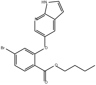 Benzoic acid, 4-bromo-2-(1H-pyrrolo[2,3-b]pyridin-5-yloxy)-, butyl ester Struktur