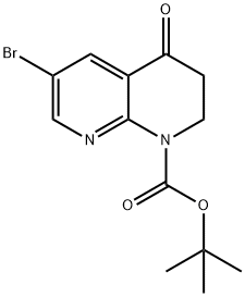 1,1-Dimethylethyl 6-bromo-3,4-dihydro-4-oxo-1,8-naphthyridine-1(2H)-carboxylate Struktur