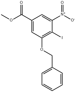 Benzoic acid, 4-iodo-3-nitro-5-(phenylmethoxy)-, methyl ester Struktur