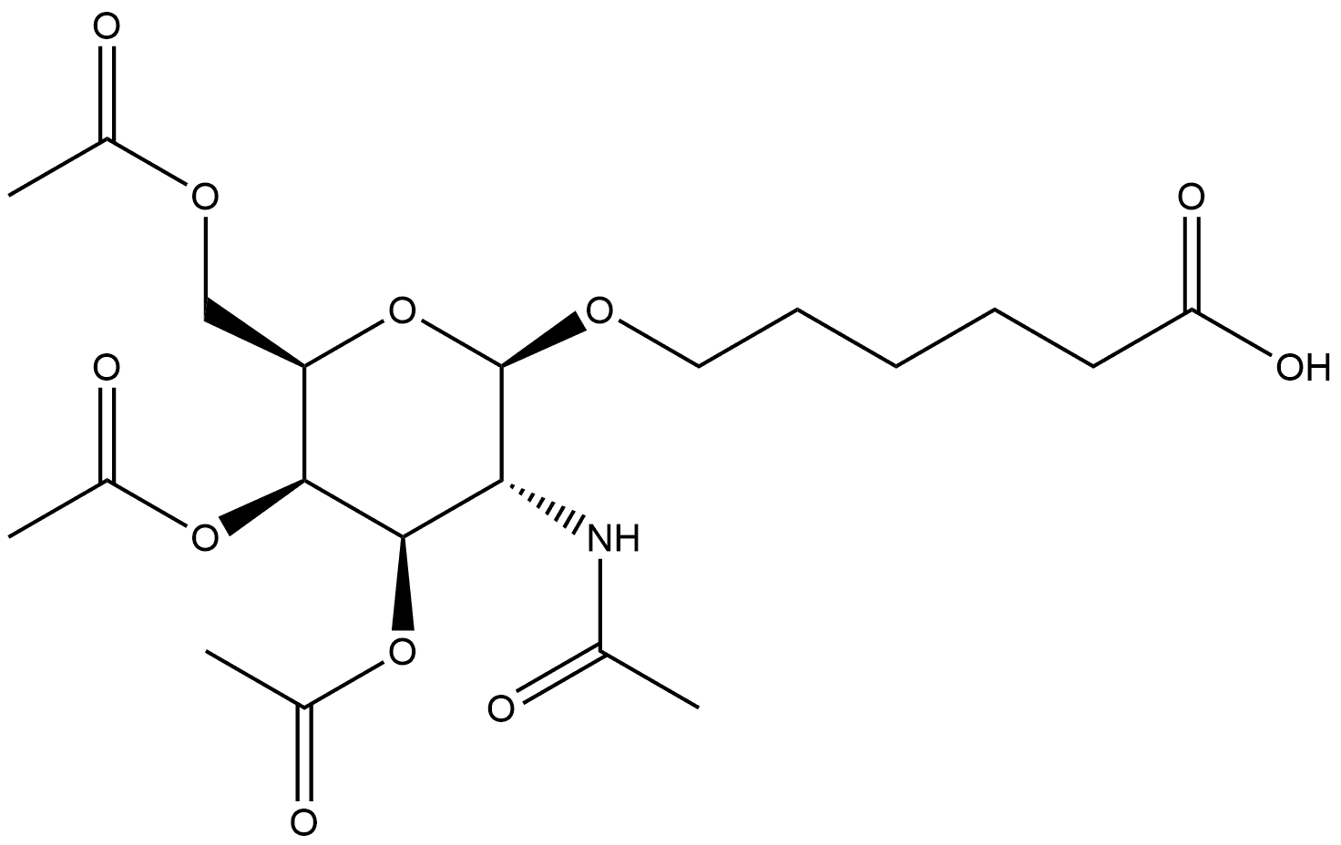 Hexanoic acid, 6-[[3,4,6-tri-O-acetyl-2-(acetylamino)-2-deoxy-β-D-galactopyranosyl]oxy]- Struktur