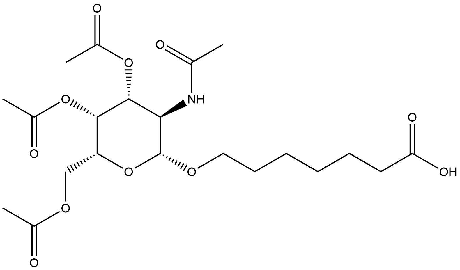 Heptanoic acid, 7-[[3,4,6-tri-O-acetyl-2-(acetylamino)-2-deoxy-β-D-galactopyranosyl]oxy]- Struktur