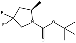 1-Pyrrolidinecarboxylic acid, 4,4-difluoro-2-methyl-, 1,1-dimethylethyl ester, (2R)- Struktur