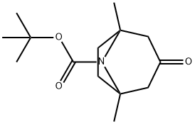 tert-butyl 1,5-dimethyl-3-oxo-8-azabicyclo[3.2.1]octane-8-carboxylate Struktur