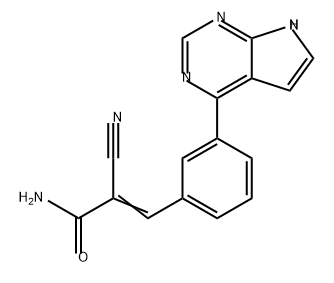 2-Propenamide, 2-cyano-3-[3-(7H-pyrrolo[2,3-d]pyrimidin-4-yl)phenyl]- Struktur