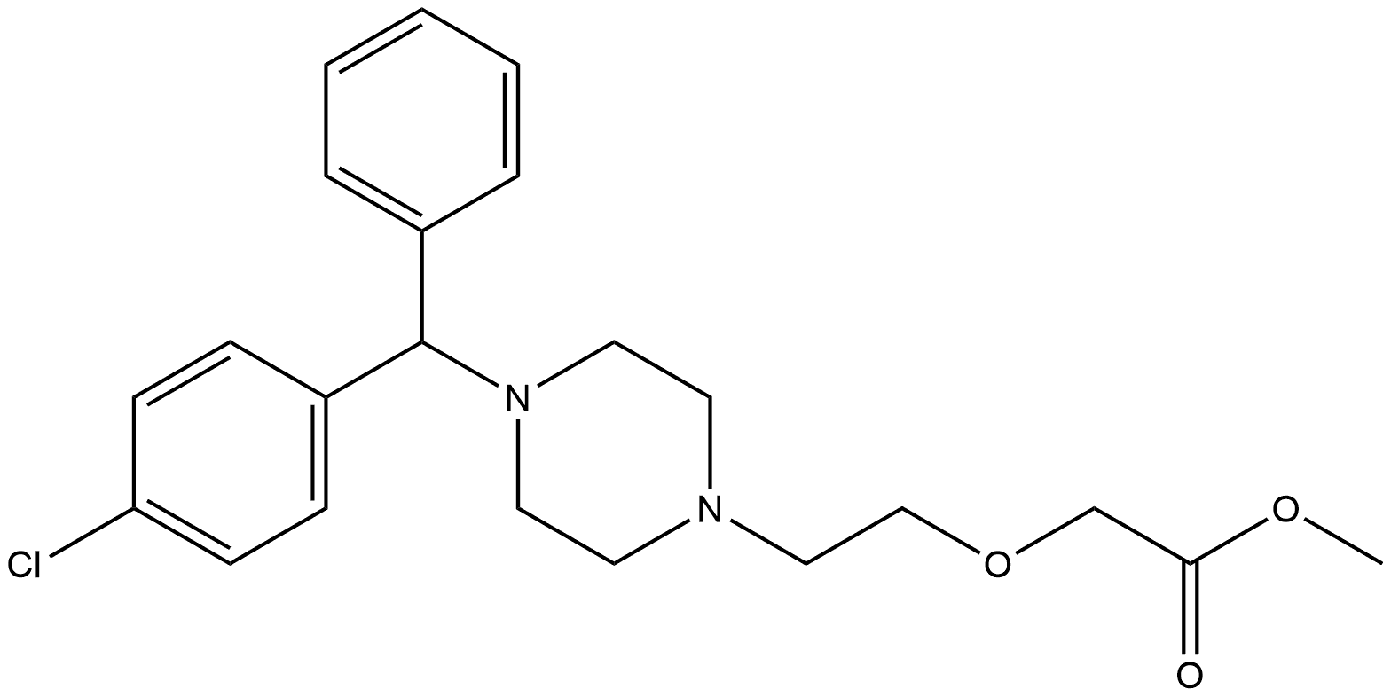 Acetic acid, [2-[4-[(4-chlorophenyl)phenylmethyl]-1-piperazinyl]ethoxy]-, methyl ester, (+)- (9CI) Struktur