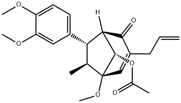 (1R,5S,6S,7S,8S)-8-(Acetyloxy)-7-(3,4-dimethoxyphenyl)-5-methoxy-6-methyl-3-(2-propen-1-yl)bicyclo[3.2.1]oct-3-en-2-one Struktur