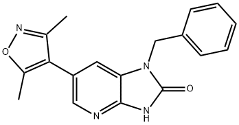 2H-Imidazo[4,5-b]pyridin-2-one, 6-(3,5-dimethyl-4-isoxazolyl)-1,3-dihydro-1-(phenylmethyl)- Struktur