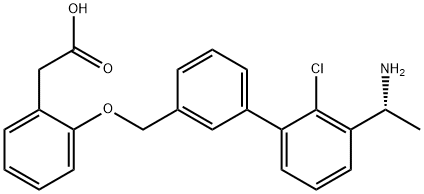 Benzeneacetic acid, 2-[[3'-[(1R)-1-aminoethyl]-2'-chloro[1,1'-biphenyl]-3-yl]methoxy]- Struktur