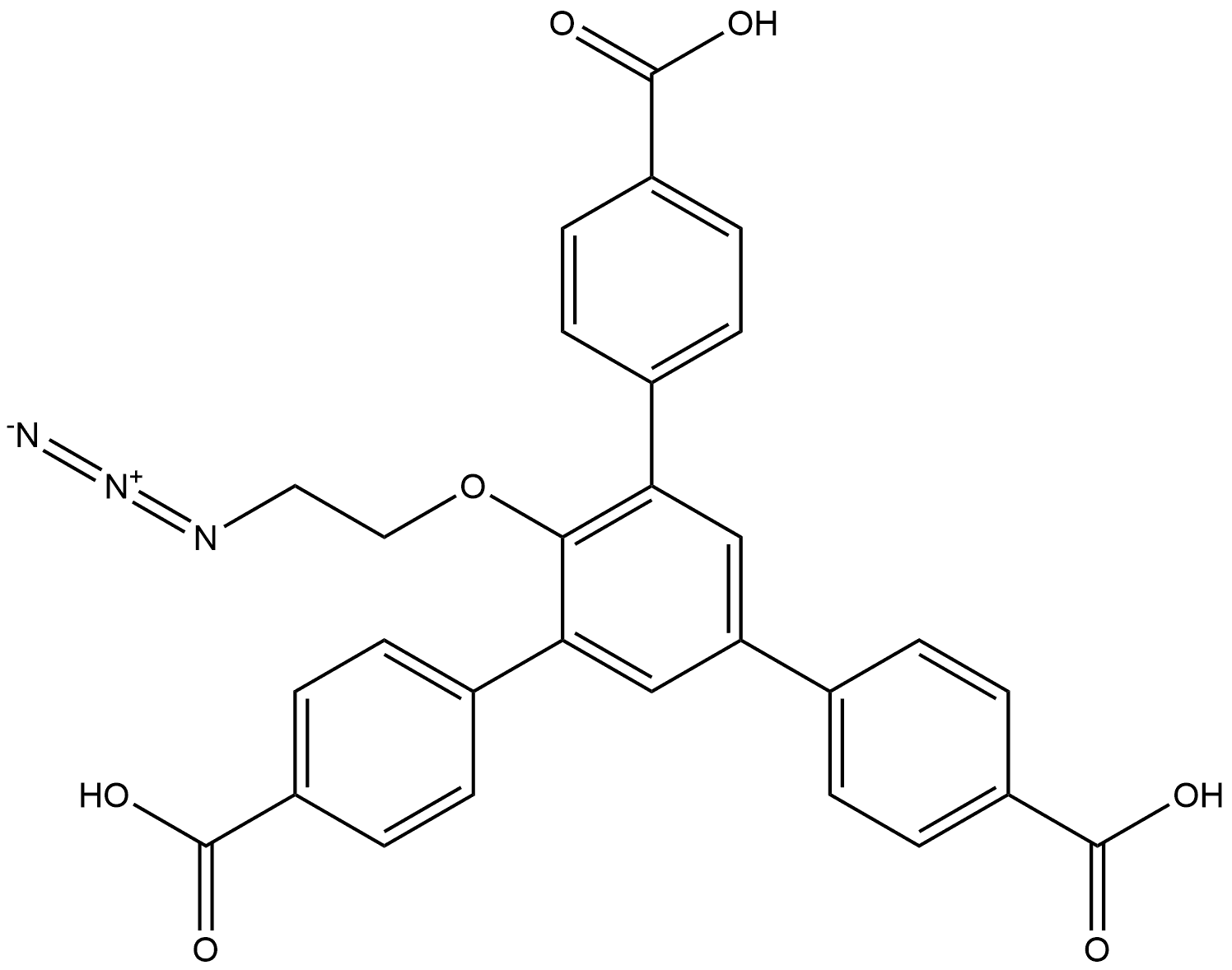 2′-(2-Azidoethoxy)-5′-(4-carboxyphenyl)[1,1′:3′,1′′-terphenyl]-4,4′′-dicarboxylic acid Struktur