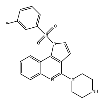 1H-Pyrrolo[3,2-c]quinoline, 1-[(3-fluorophenyl)sulfonyl]-4-(1-piperazinyl)- Struktur