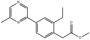 Methyl 2-ethyl-4-(6-methyl-2-pyrazinyl)benzeneacetate Struktur