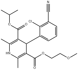 3,5-Pyridinedicarboxylic acid, 4-(2-chloro-3-cyanophenyl)-1,4-dihydro-2,6-dimethyl-, 3-(2-methoxyethyl) 5-(1-methylethyl) ester Struktur