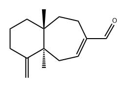 1H-Benzocycloheptene-7-carboxaldehyde, 2,3,4,4a,5,8,9,9a-octahydro-4a,9a-dimethyl-4-methylene-, (4aS,9aR)- Struktur