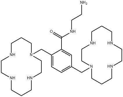 Benzamide, N-(2-aminoethyl)-2,5-bis(1,4,8,11-tetraazacyclotetradec-1-ylmethyl)- Struktur